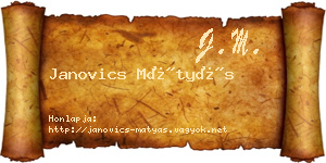 Janovics Mátyás névjegykártya